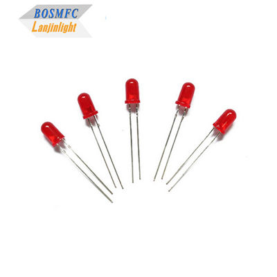 Alto brillo LED rojo 3 mm a través del agujero 0,06W Disposición de calor