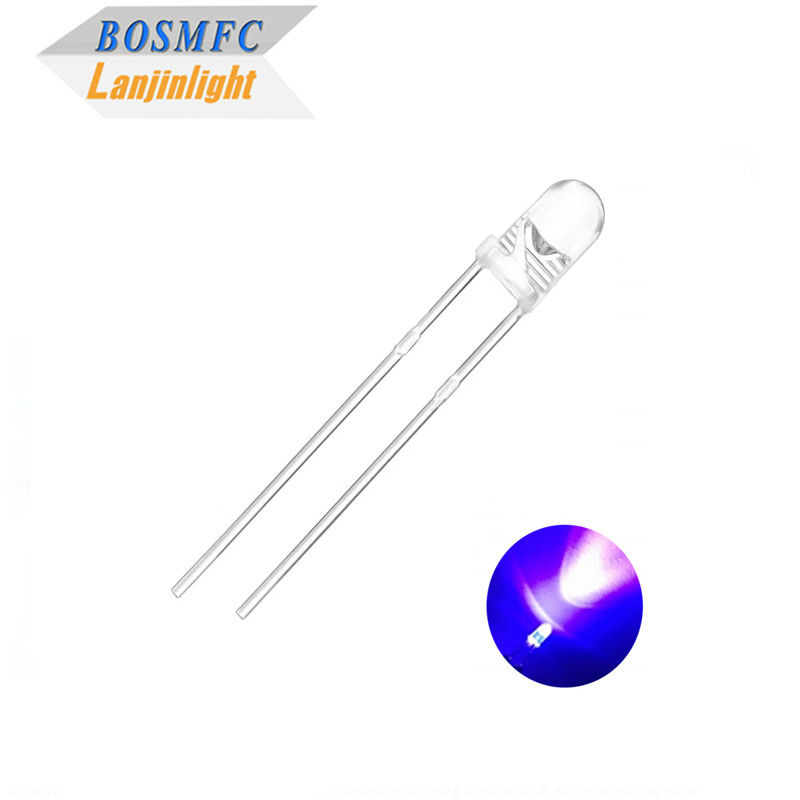 3mm F3 Dip UV LED Chip 395nm 405nm a través del agujero para curar el esmalte de uñas