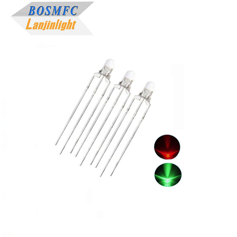 Bi Color 3mm a través del agujero LED multifuncional 20mA Luz roja y verde