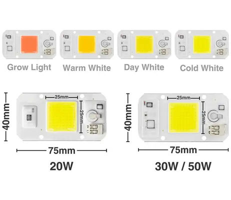 Plantas blancas cálidas COB Power LED 20W 50W Alta luminosidad para la luz de cultivo