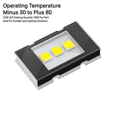 Temperatura de funcionamiento: menos 30 a más 80 °C. Cantidad de embalaje LED COB: 1000 por paquete. Ideal para soluciones de iluminación y durabilidad.