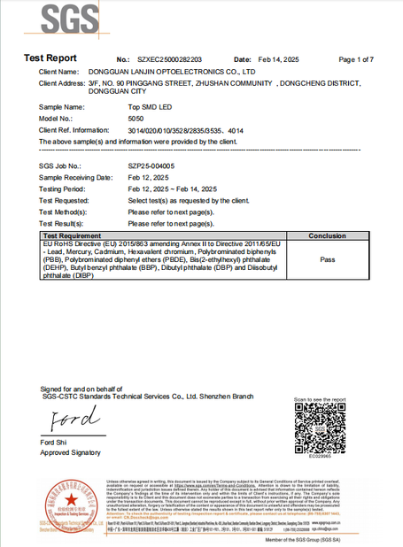 China Dongguan Lanjin Optoelectronics Co., Ltd. certificaciones